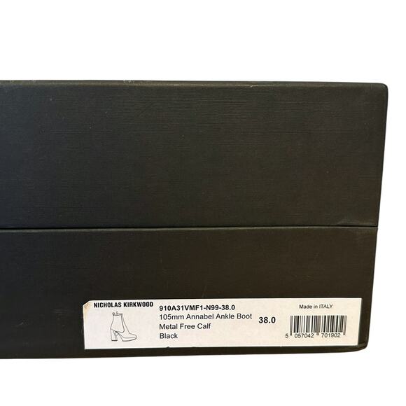 Nicholas Kirkwood Annabel Black Leather Pearl Platform Boots 38 - Picture 9 of 11